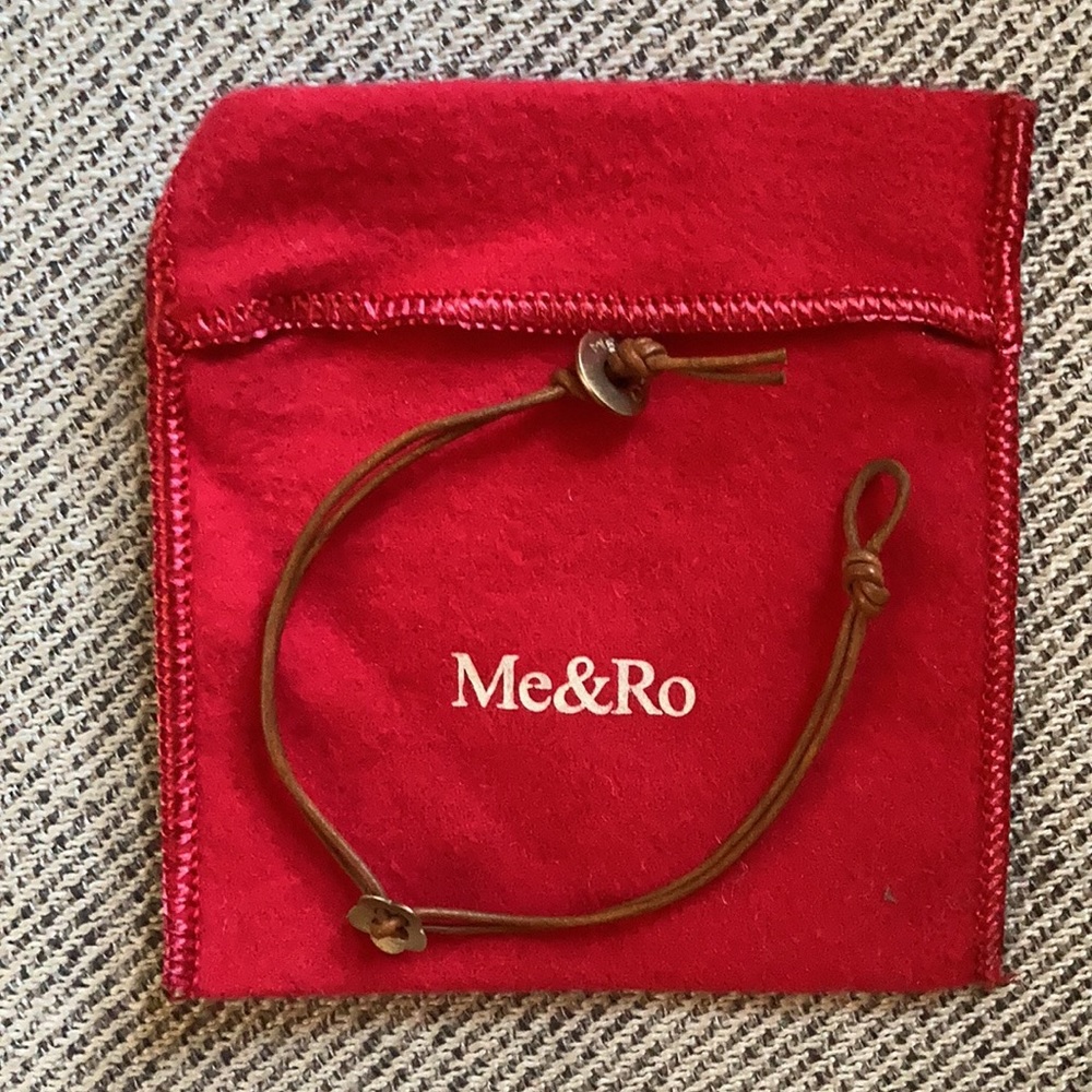 Me & Ro Small 10K Single Flower Bracelet on Natural Leather